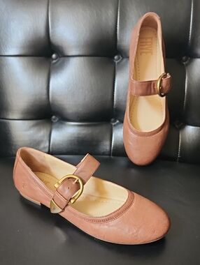 NWOT Frye Carson Brown Leather Mary Jane Ballet Flat Slip On Shoes Size 11